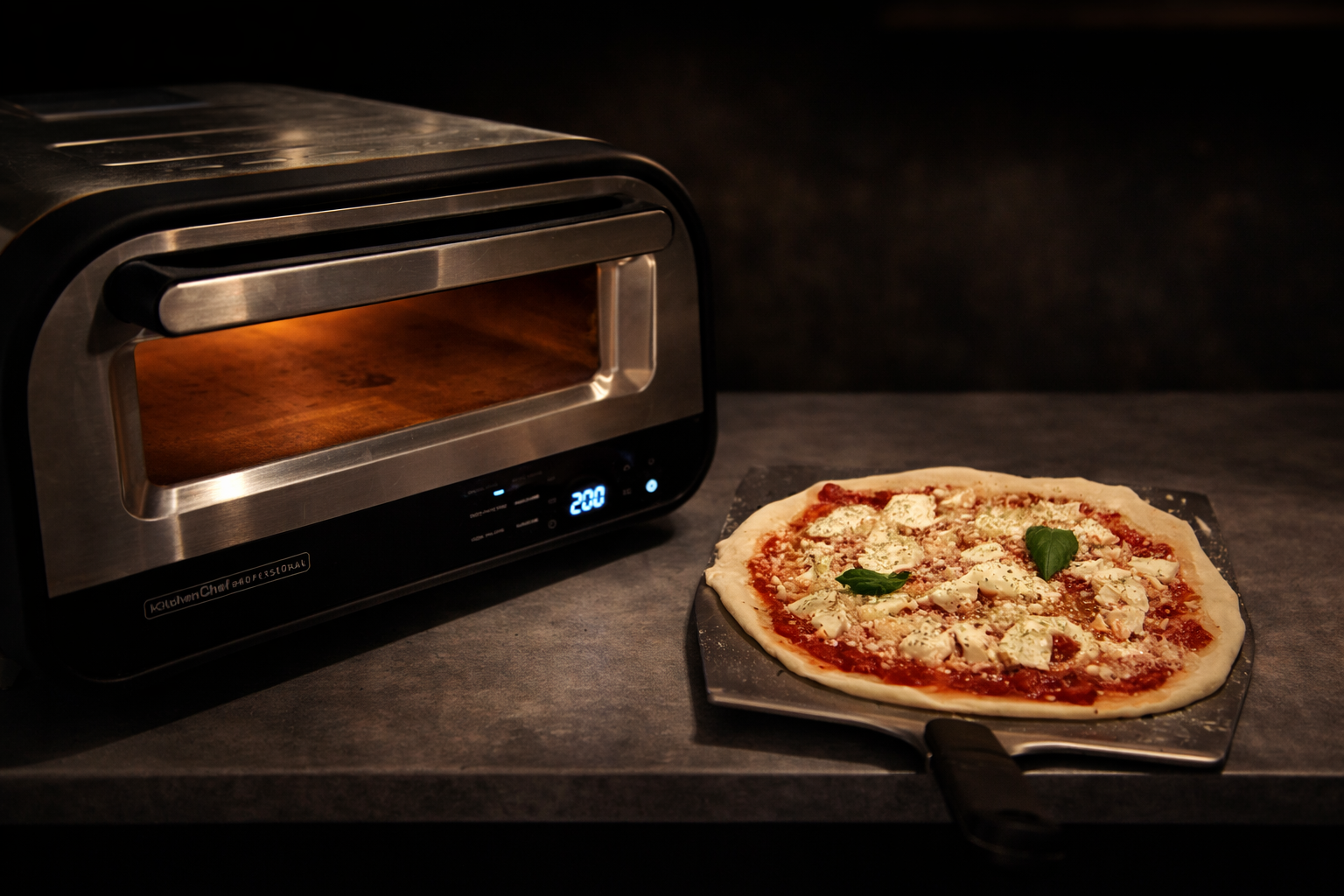 Four à pizza en fonctionnement